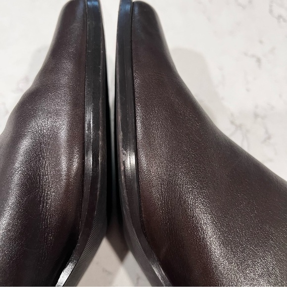 LIZ CLAIBORNE Y2K Brown Leather Square Toe Heeled Mules Size 6.5 - Picture 7 of 14